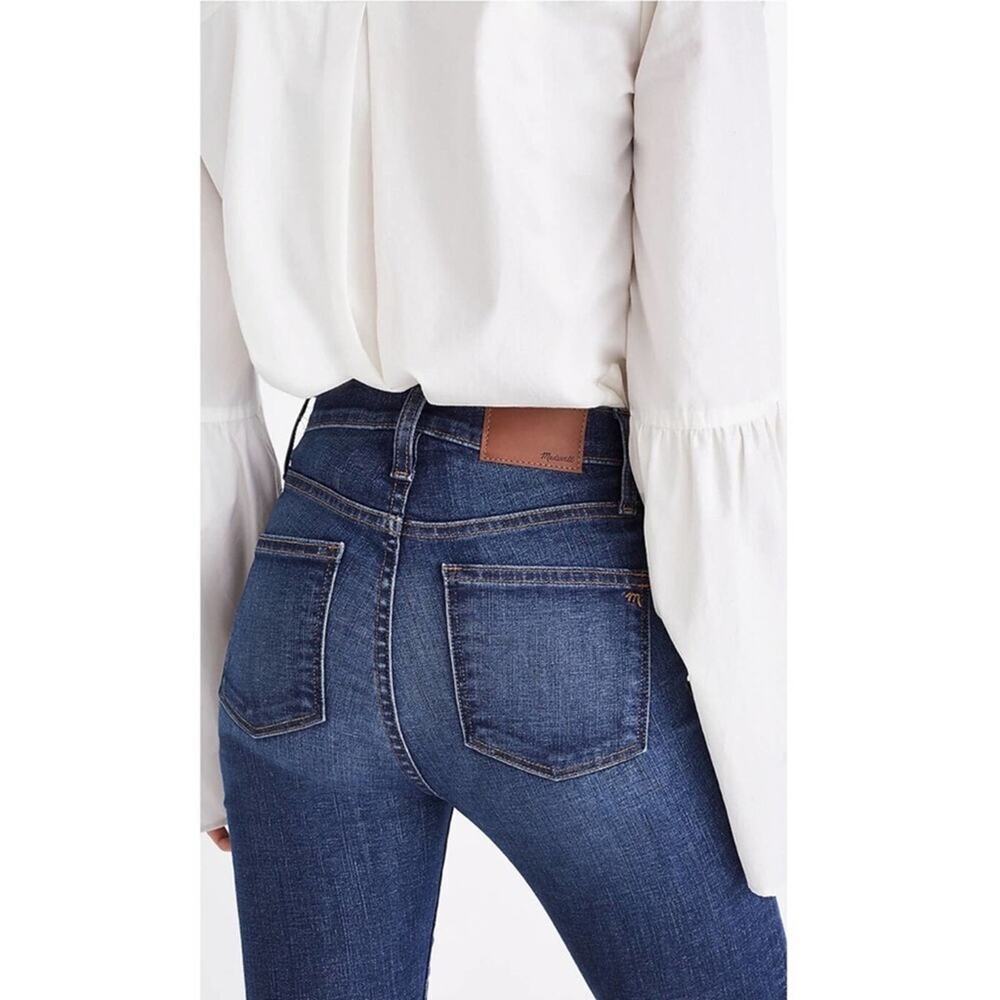 $135 Madewell Dark Wash 9" High Rise Skinny Jeans Destructed Edition - Picture 4 of 8